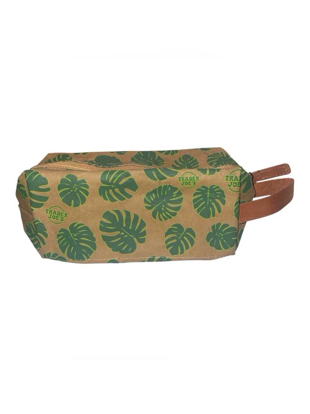 Trader Joes Toiletry Dopp Kit Monstera Leaf Print Washable Paper
